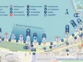 Karte von Glowe mit Strandabschnitten, Parkplätzen, Toiletten und Freizeitmöglichkeiten. Der glowe Strand bietet viel Platz.